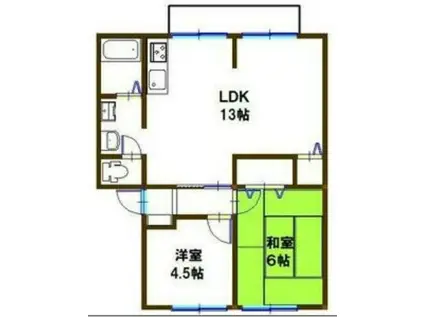 カサベルデ南山I(2LDK/1階)の間取り写真