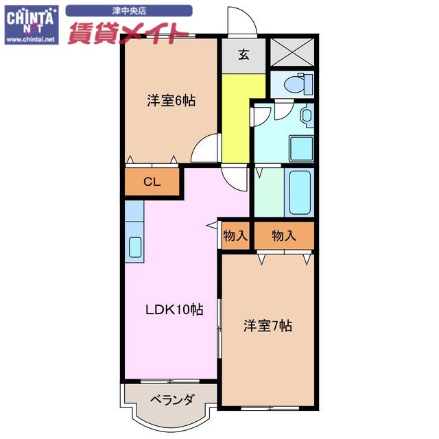 ロビンス(2LDK/2階)の間取り写真