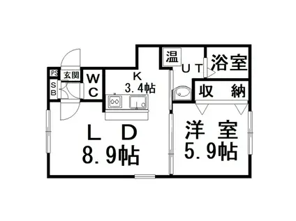 CURE(1LDK/1階)の間取り写真