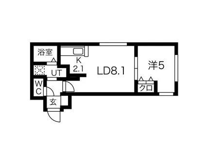 ラガー西町(1LDK/2階)の間取り写真