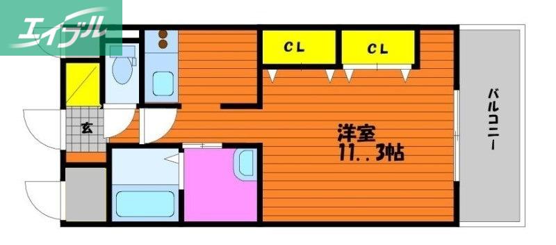クレストシティ中井町(1K/9階)の間取り写真