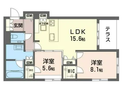 ウィズ プラス 千川 イースト(2LDK/1階)の間取り写真