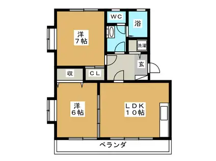 ビィラ西船(2LDK/2階)の間取り写真