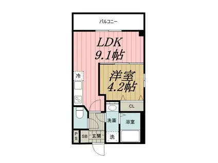 アイリ―千葉(1LDK/4階)の間取り写真