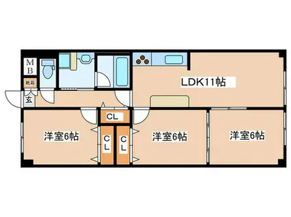 長嶋ビル(3LDK/3階)の間取り写真