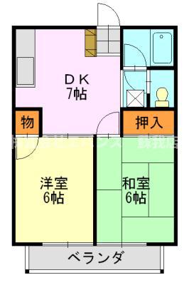 サマックスビュー長島(2DK/1階)の間取り写真