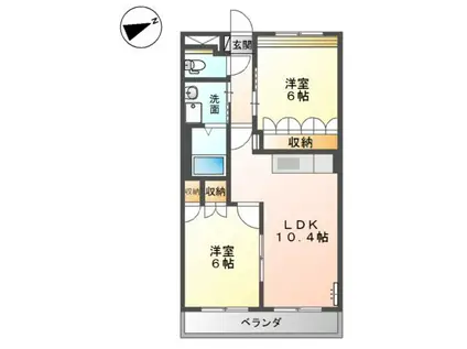 ルノアール(2LDK/2階)の間取り写真