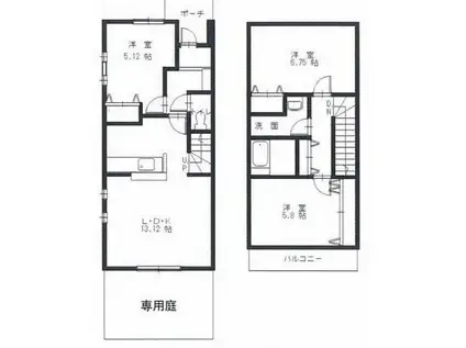 ティファナ C棟(3LDK/1階)の間取り写真