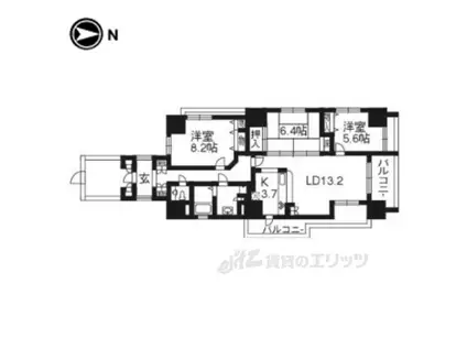 ファヴィエ四条西洞院(3LDK/10階)の間取り写真