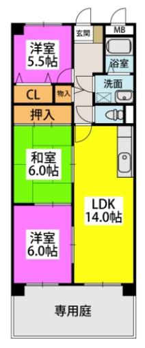 ソシア15(3LDK/4階)の間取り写真