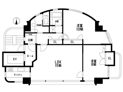 パラッツォ大山(2LDK/4階)の間取り写真