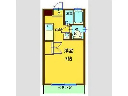 シルバープレイス(ワンルーム/2階)の間取り写真