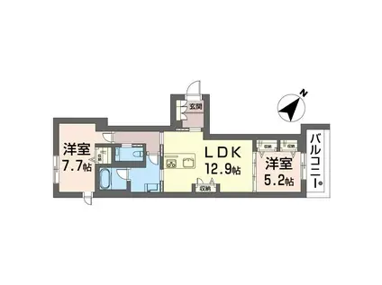 THE FLAG(2LDK/2階)の間取り写真