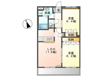 ロイヤルハイツ丹羽(2LDK/3階)の間取り写真