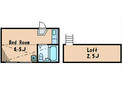 ライフピアバイオレット(ワンルーム/2階)の間取り写真