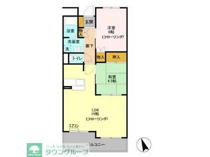 リヴィエールⅠ(2LDK/2階)の間取り写真