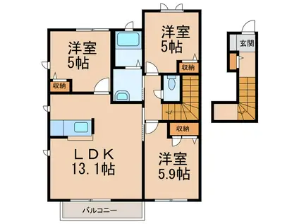 フローラル・アイII(3LDK/2階)の間取り写真