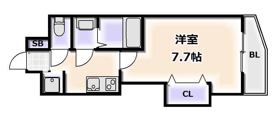 LUXE難波西I(1K/8階)の間取り写真
