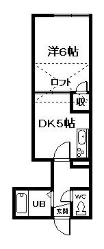 リーフ豊岡(1DK/2階)の間取り写真