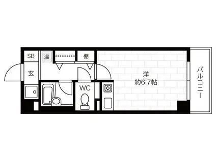 クリザンテーメ大手前(1K/9階)の間取り写真