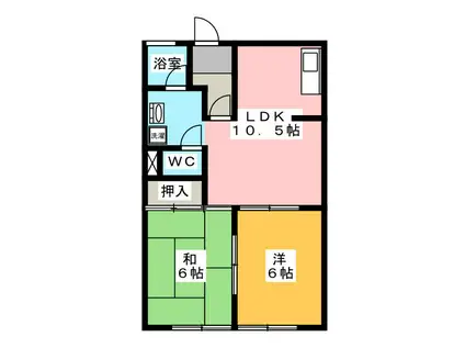 キャッスルハイムやまいわ(2LDK/2階)の間取り写真