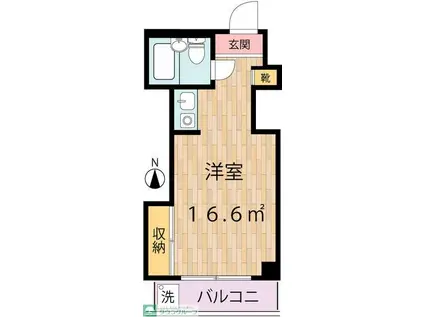 テンピーハイム(ワンルーム/3階)の間取り写真
