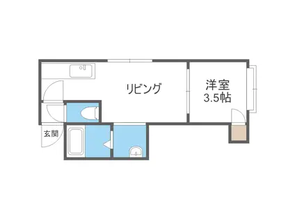 ブロードハイツI(1DK/2階)の間取り写真