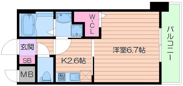 S-FORT福島LALUNA(1K/8階)の間取り写真