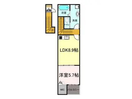 ナディア A(1LDK/2階)の間取り写真