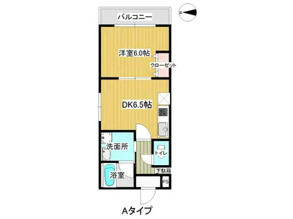 ブリリアコート丹波橋(1DK/2階)の間取り写真