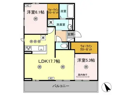 D-ROOM筥崎宮前(2LDK/3階)の間取り写真