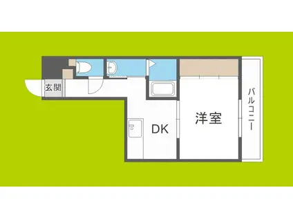 フローライト豊里I(1DK/2階)の間取り写真