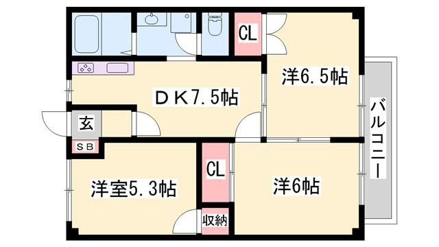 パレスイナバ(3DK/2階)の間取り写真