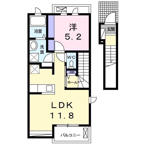 ペリドット鳴浜(1LDK/2階)の間取り写真