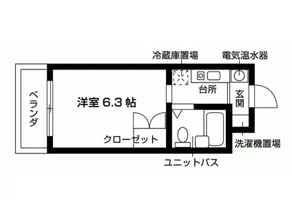 ピュアハウス(1K/2階)の間取り写真