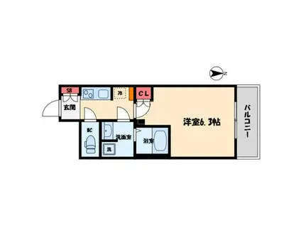 METROSA谷町六丁目ノース(1K/14階)の間取り写真