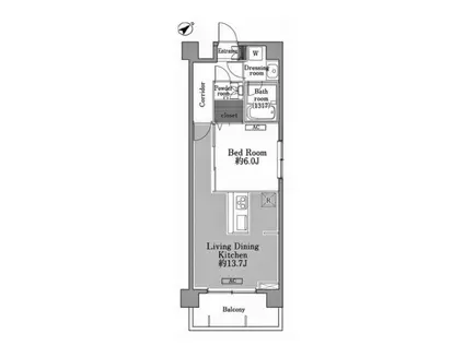 メゾン・ド・コリーヌ市ヶ谷(1LDK/1階)の間取り写真