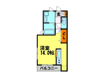 メゾン花水木(1K/1階)の間取り写真