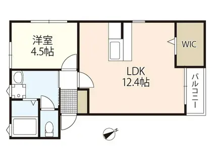リノリノアパートメント観音新町(1LDK/3階)の間取り写真