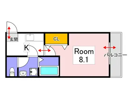 クレフラスト南方(1K/2階)の間取り写真