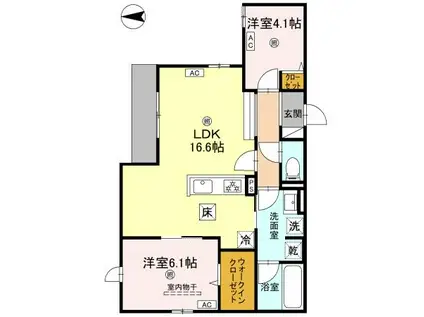 グランディーユ平野西(2LDK/2階)の間取り写真
