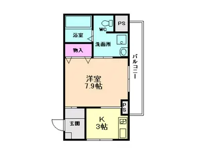 ケセラセラ(ワンルーム/3階)の間取り写真