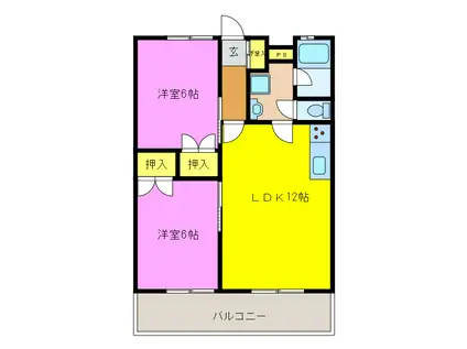 ロイヤルハイツヨシダ(2LDK/1階)の間取り写真