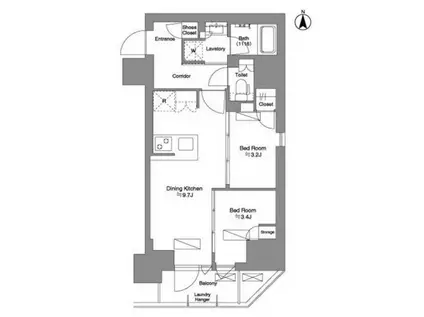 BRILLIA IST 新御徒町(2DK/2階)の間取り写真