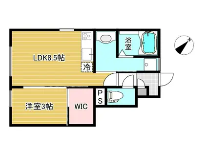 CHATONII(1LDK/1階)の間取り写真