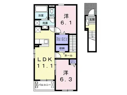 ソレアード・ポールIII(2LDK/2階)の間取り写真