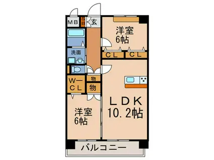 WOODBELL Y(2LDK/2階)の間取り写真