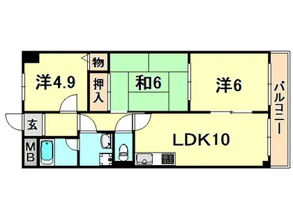 シャトレンうぐいす(3LDK/2階)の間取り写真