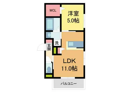 へーベルメゾン神楽夙川ウエスト(1LDK/2階)の間取り写真