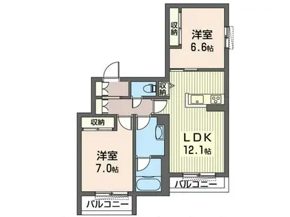 京王井の頭線 井の頭公園駅 徒歩9分 3階建 築5年(2LDK/2階)の間取り写真